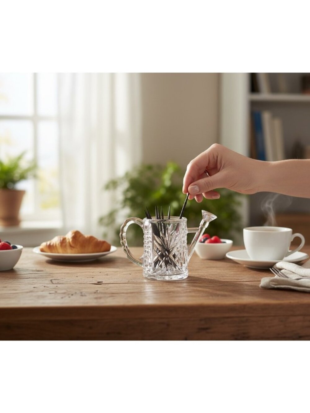 Miniature Lead Crystal Watering Can Toothpick Holder